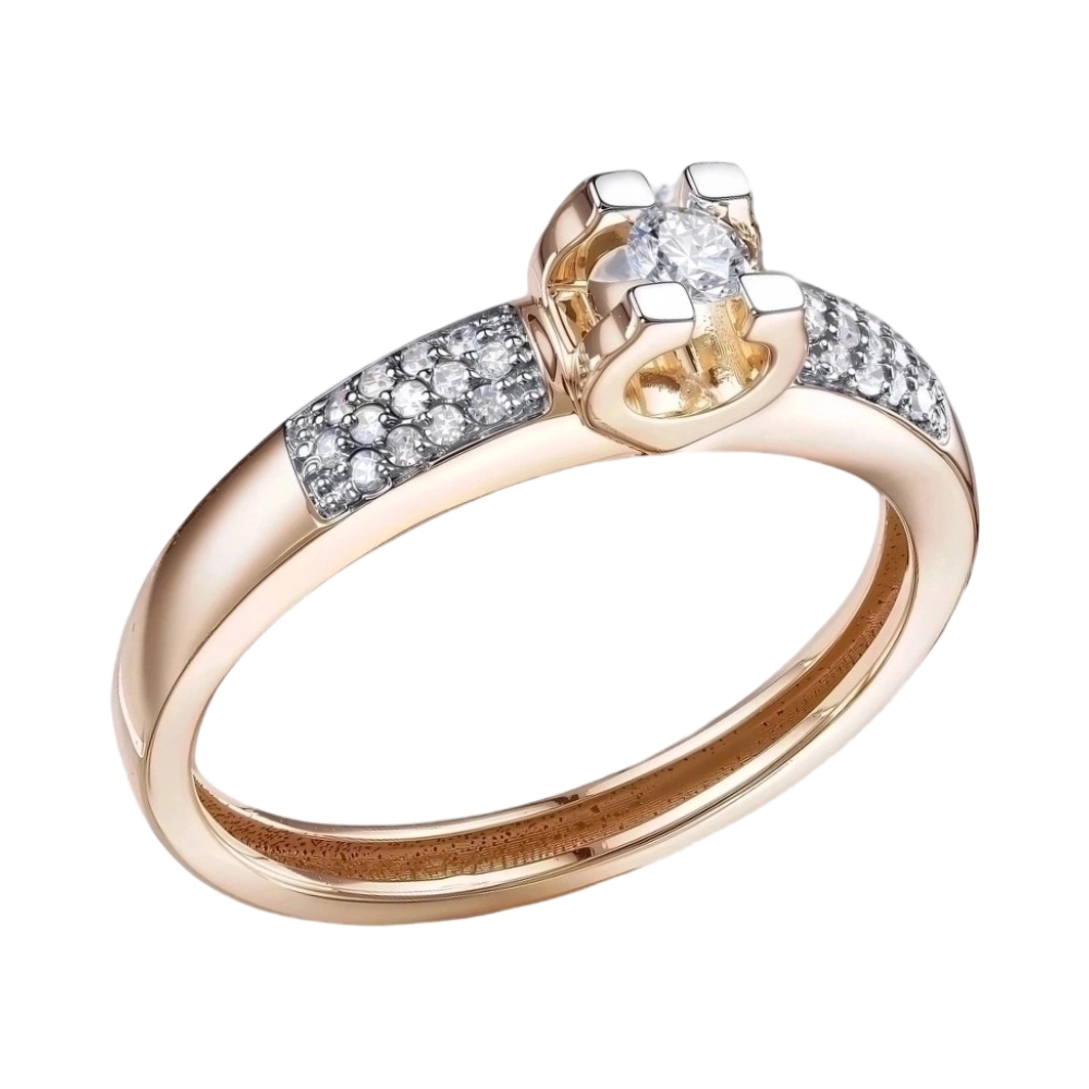 Ювелирное изделие - Кольцо из красного золота с бриллиантами в магазине Best-Gold 028823