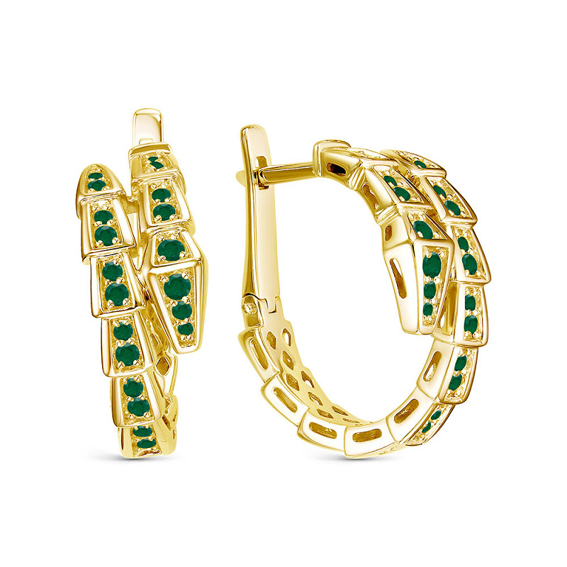 Ювелирное изделие - Серьги из желтого золота с изумрудами в магазине Best-Gold 153860