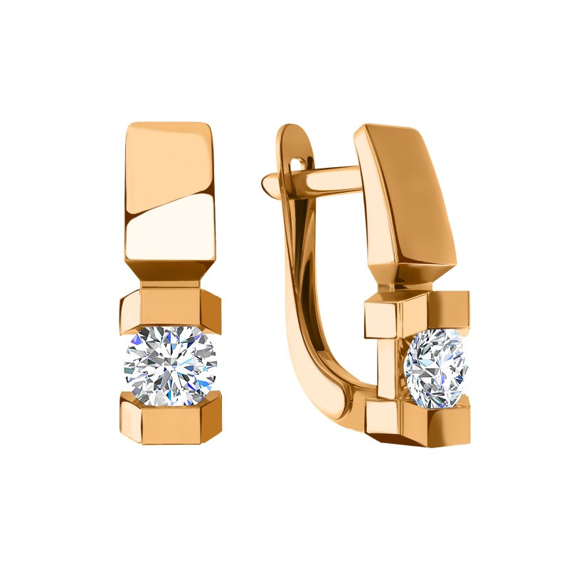 Ювелирное изделие - Серьги из красного золота с фианитами в магазине Best-Gold 033866