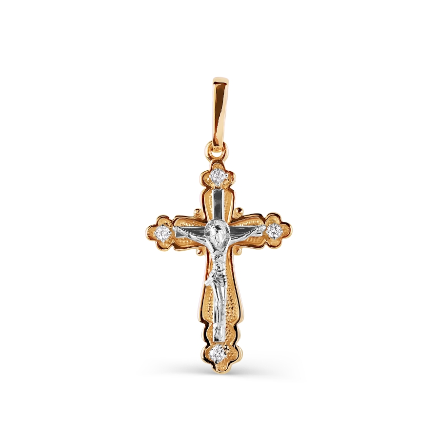 Крест из красного золота с фианитами Ювелирное изделие - Крест из красного золота с фианитами в магазине Best-Gold 099201