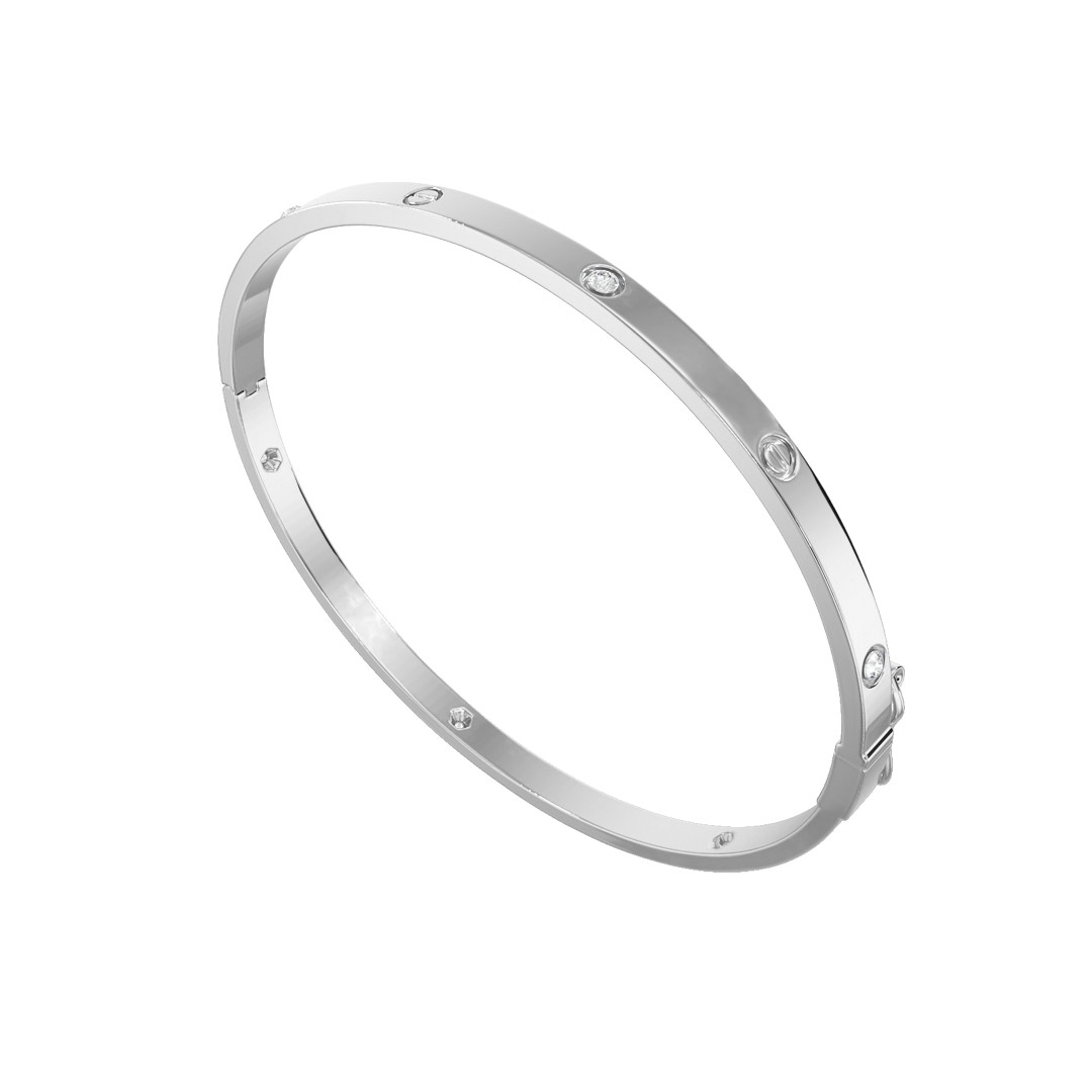 Браслет жесткий из серебра с фианитами Ювелирное изделие - Браслет жесткий из серебра с фианитами в магазине Best-Gold 148585