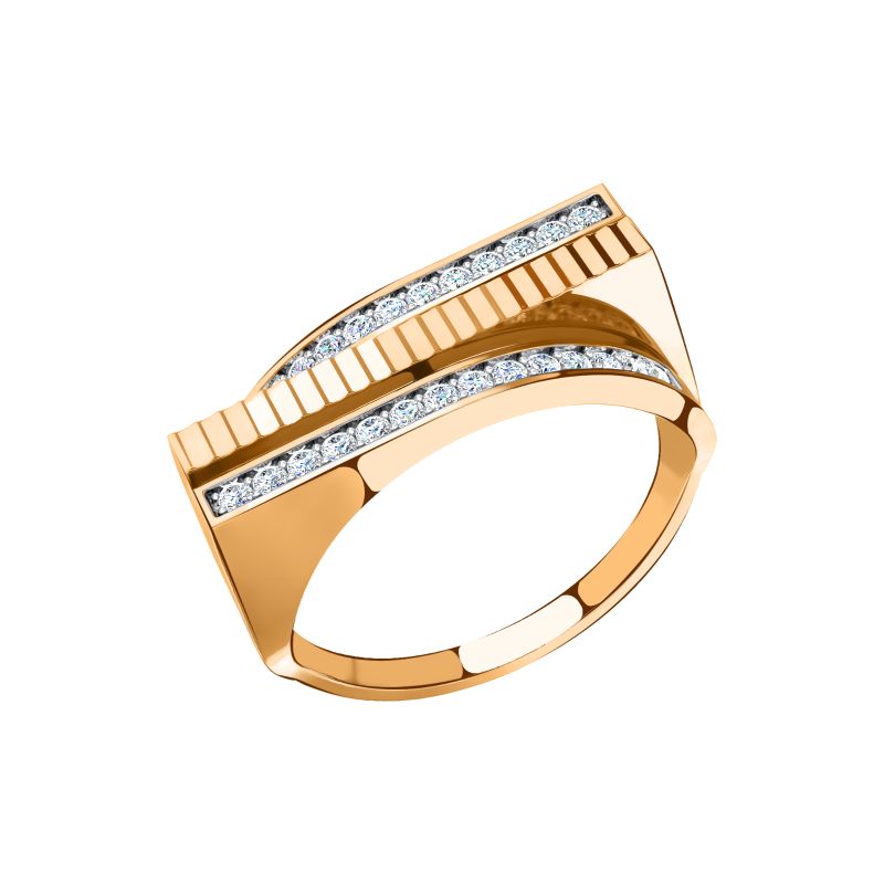 Кольцо из красного золота с фианитами Ювелирное изделие - Кольцо из красного золота с фианитами в магазине Best-Gold 146332