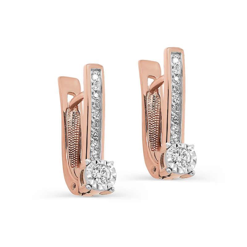 Серьги из красного золота с бриллиантами Ювелирное изделие - Серьги из красного золота с бриллиантами в магазине Best-Gold 154941