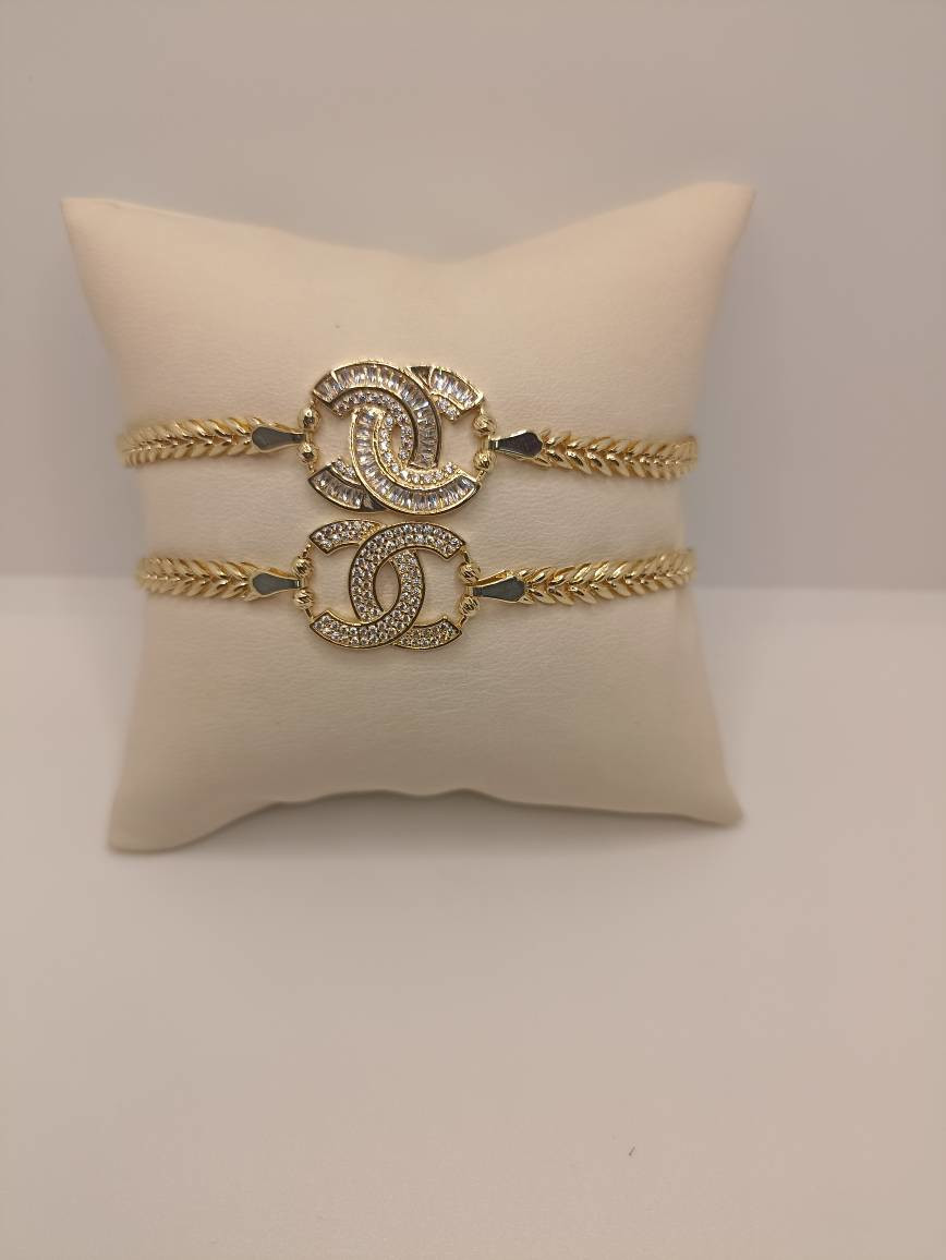 Браслет из жёлтого золота с фианитами