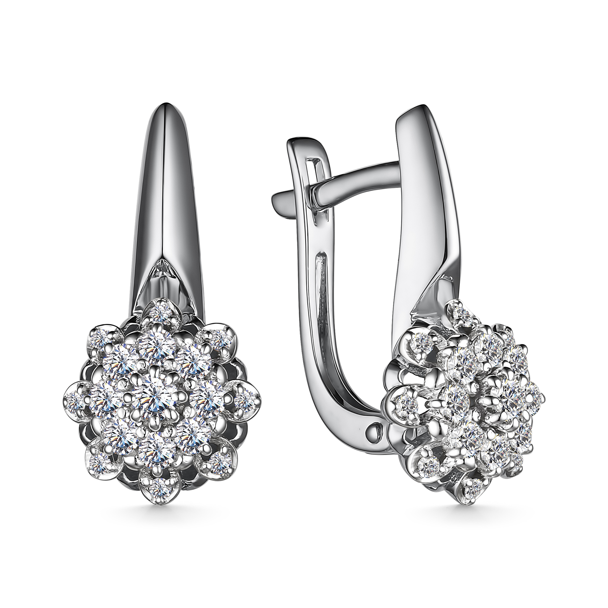 Ювелирное изделие - Серьги из белого золота с бриллиантами в магазине Best-Gold 127099