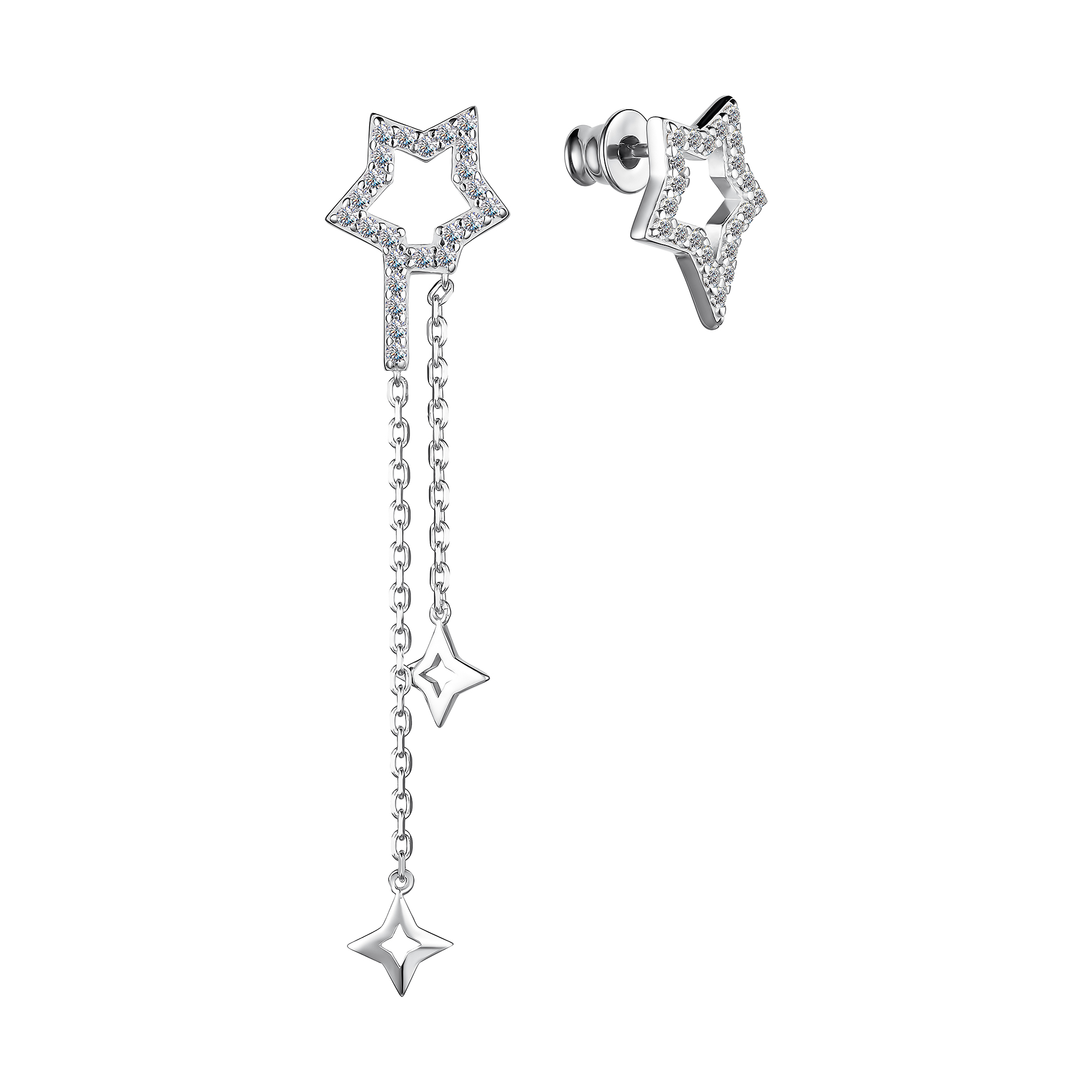 Серьги из серебра с фианитами Ювелирное изделие - Серьги из серебра с фианитами в магазине Best-Gold 121060