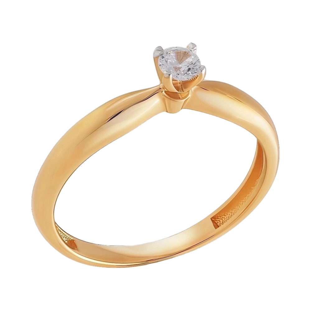 Помолвочное кольцо из красного золота с фианитом Ювелирное изделие - Помолвочное кольцо из красного золота с фианитом в магазине Best-Gold 122651