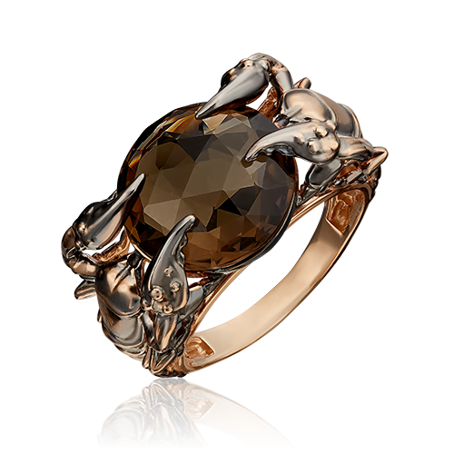 Кольцо из красного золота с дымчатым кварцем Ювелирное изделие - Кольцо из красного золота с дымчатым кварцем в магазине Best-Gold 139300