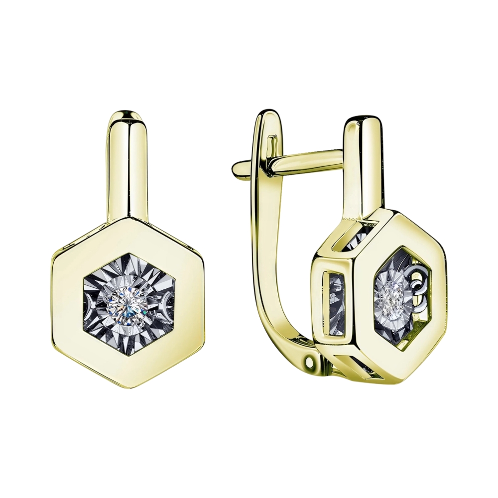 Серьги из желтого золота с бриллиантами Ювелирное изделие - Серьги из желтого золота с бриллиантами в магазине Best-Gold 156272