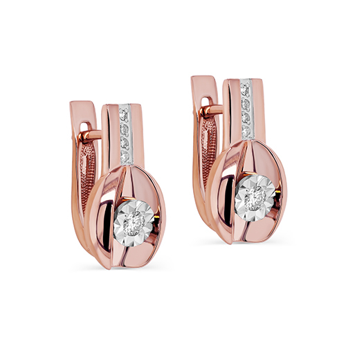 Серьги из красного золота с бриллиантами Ювелирное изделие - Серьги из красного золота с бриллиантами в магазине Best-Gold 068756
