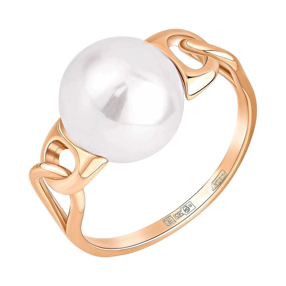 Кольцо из красного золота с жемчугом Ювелирное изделие - Кольцо из красного золота с жемчугом в магазине Best-Gold 152932
