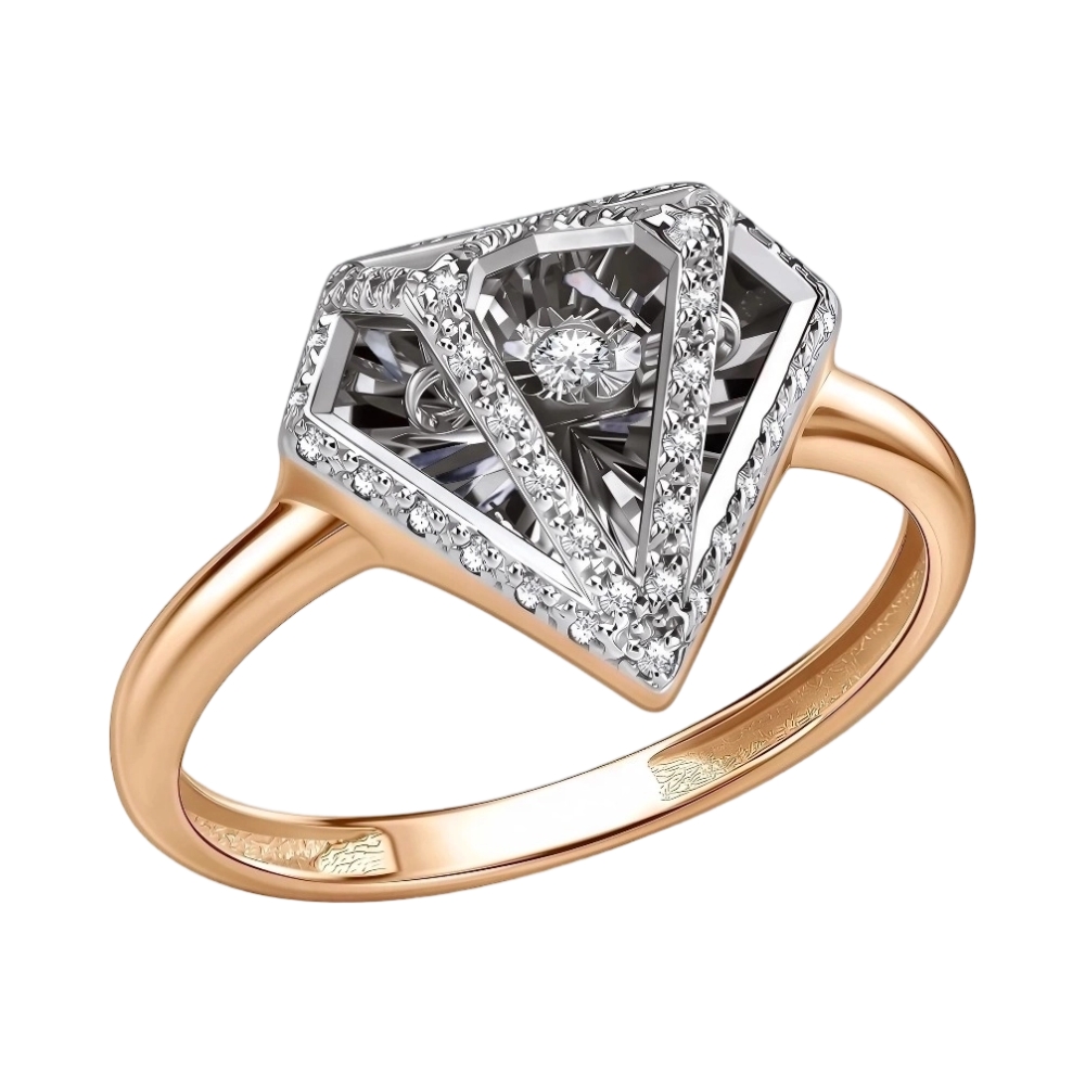 Кольцо из красного золота с бриллиантами Ювелирное изделие - Кольцо из красного золота с бриллиантами в магазине Best-Gold 156222