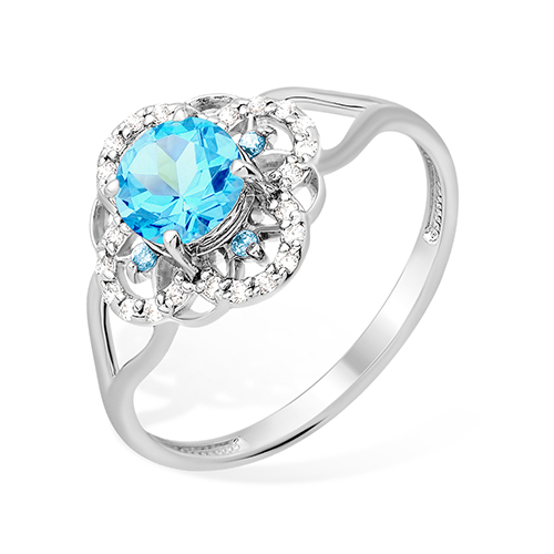 Кольцо из серебра с топазом и фианитами Ювелирное изделие - Кольцо из серебра с топазом и фианитами в магазине Best-Gold 127782