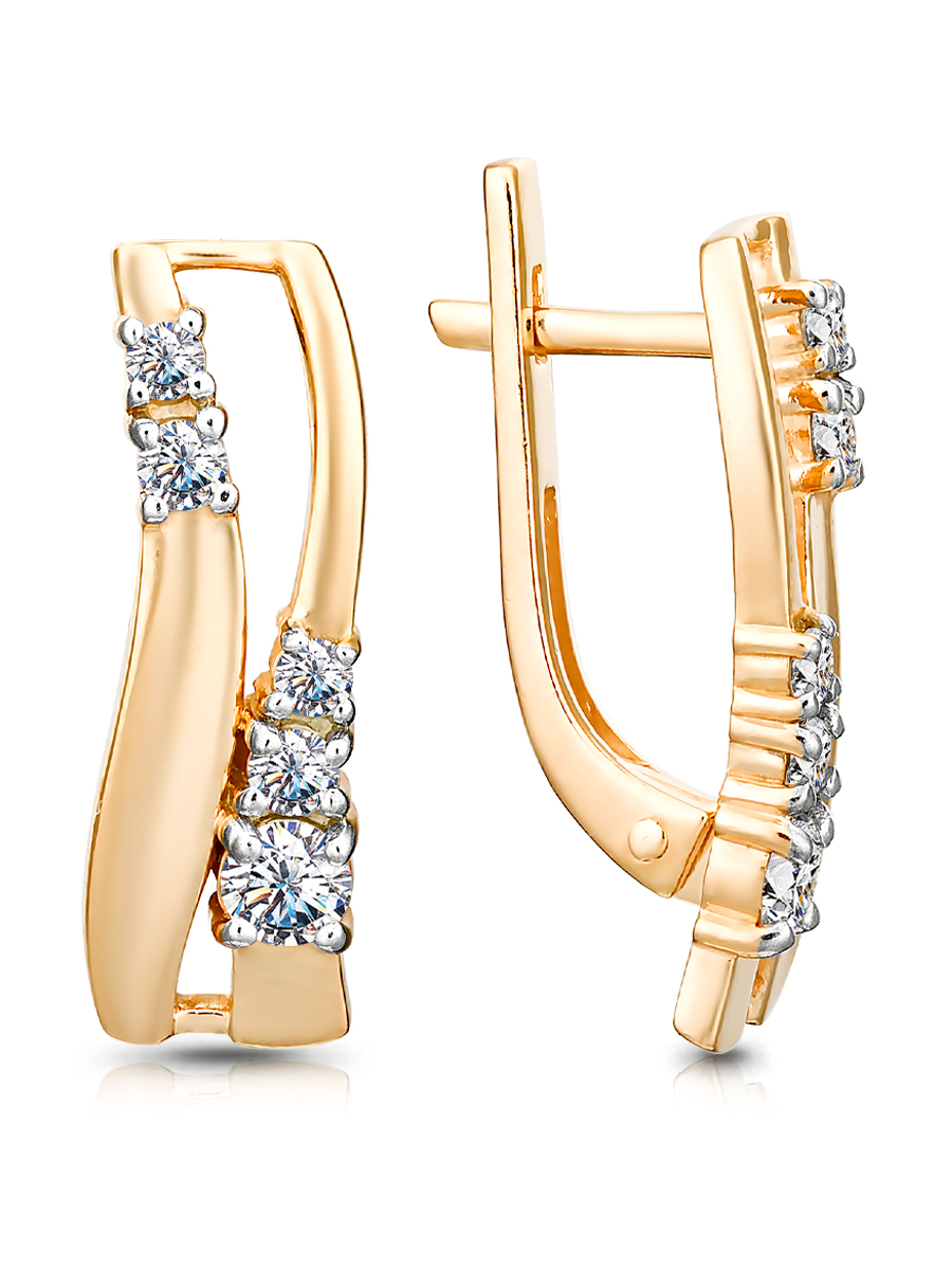 Ювелирное изделие - Серьги из красного золота с фианитами в магазине Best-Gold 150637