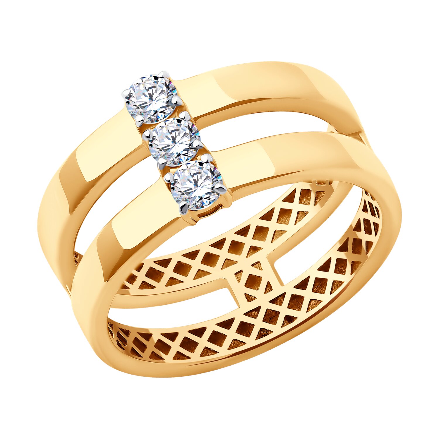 Кольцо из красного золота с фианитами Ювелирное изделие - Кольцо из красного золота с фианитами в магазине Best-Gold 134661