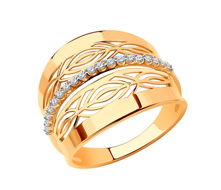 Кольцо из красного золота с фианитами Ювелирное изделие - Кольцо из красного золота с фианитами в магазине Best-Gold 097984