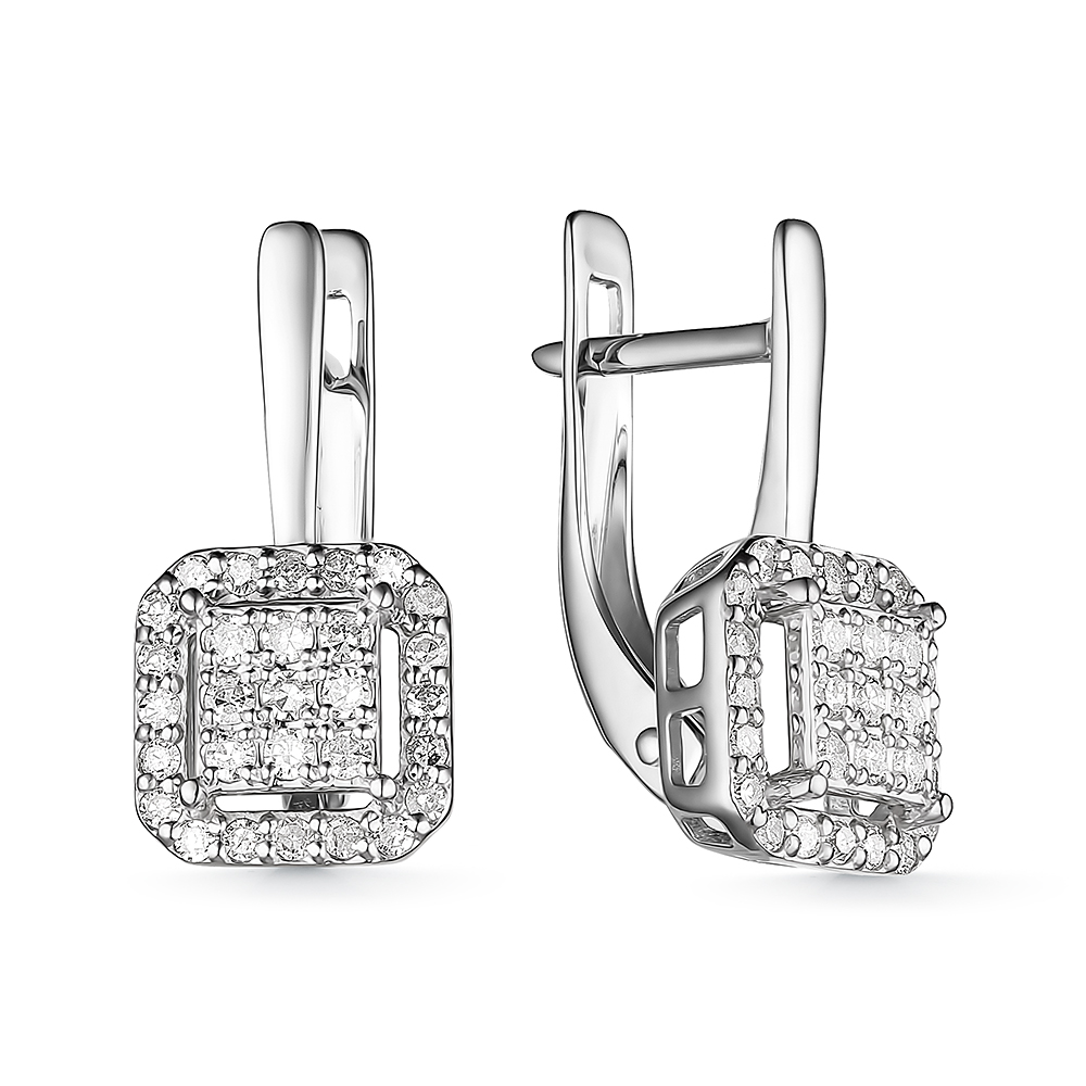 Ювелирное изделие - Серьги из белого золота с бриллиантами в магазине Best-Gold 151465