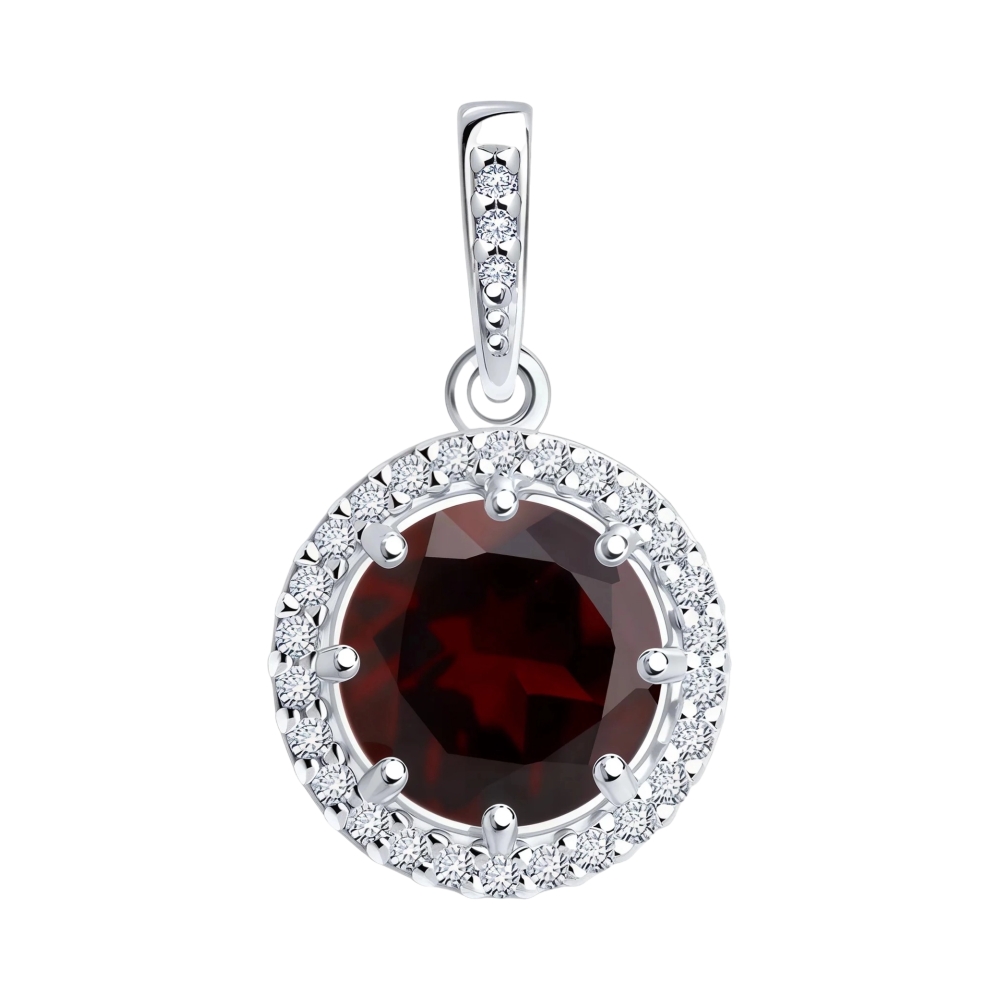 Подвеска из серебра с гранатом и фианитами Ювелирное изделие - Подвеска из серебра с гранатом и фианитами в магазине Best-Gold 152590