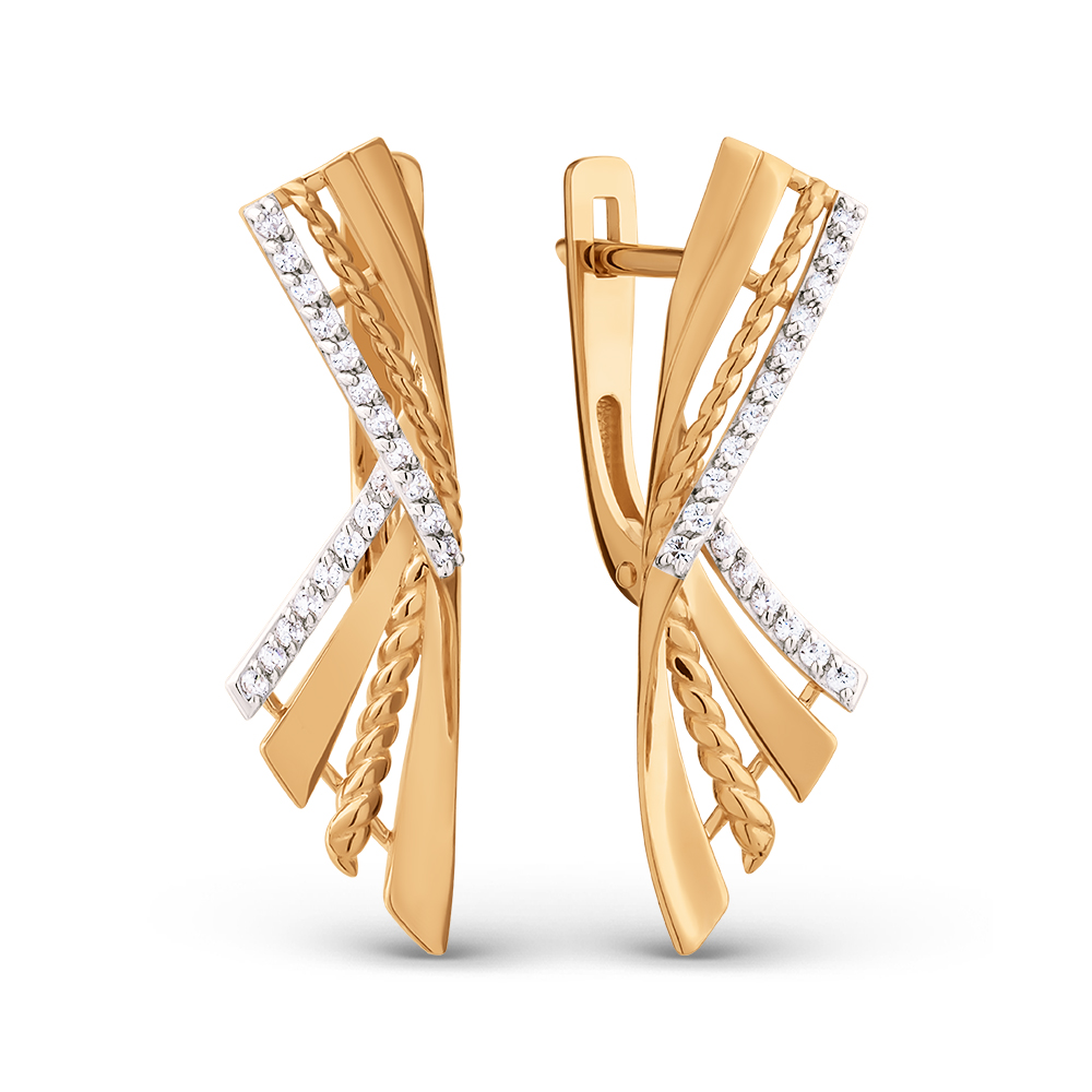 Ювелирное изделие - Серьги из красного золота с фианитами в магазине Best-Gold 151599