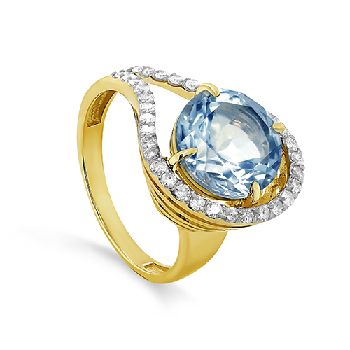 Кольцо из жёлтого золота с бриллиантами  и топазом Ювелирное изделие - Кольцо из жёлтого золота с бриллиантами  и топазом в магазине Best-Gold 141743