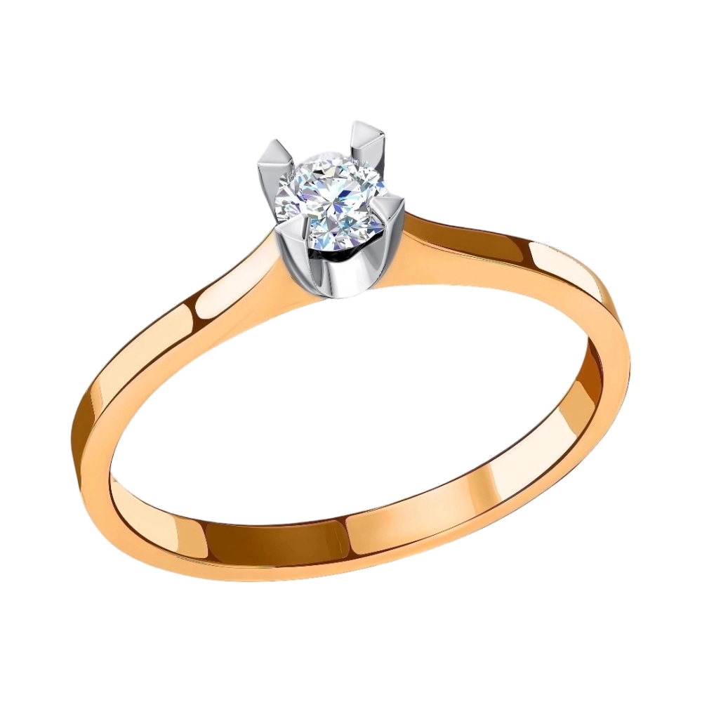Кольцо помолвочное из красного золота с фианитом Ювелирное изделие - Кольцо помолвочное из красного золота с фианитом в магазине Best-Gold 051009
