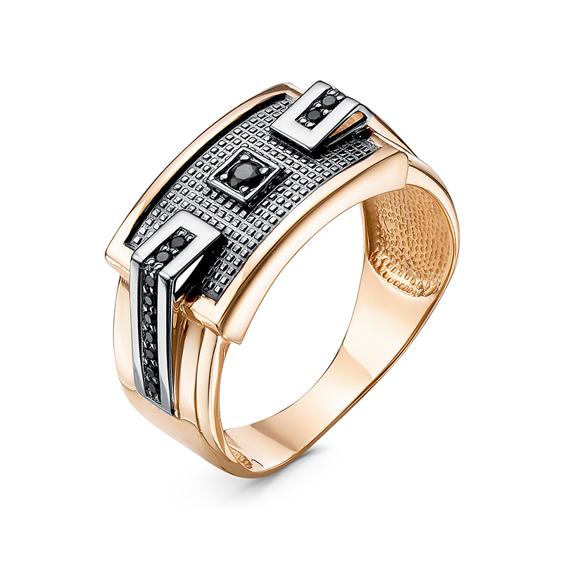 Мужская печатка из красного золота с фианитами