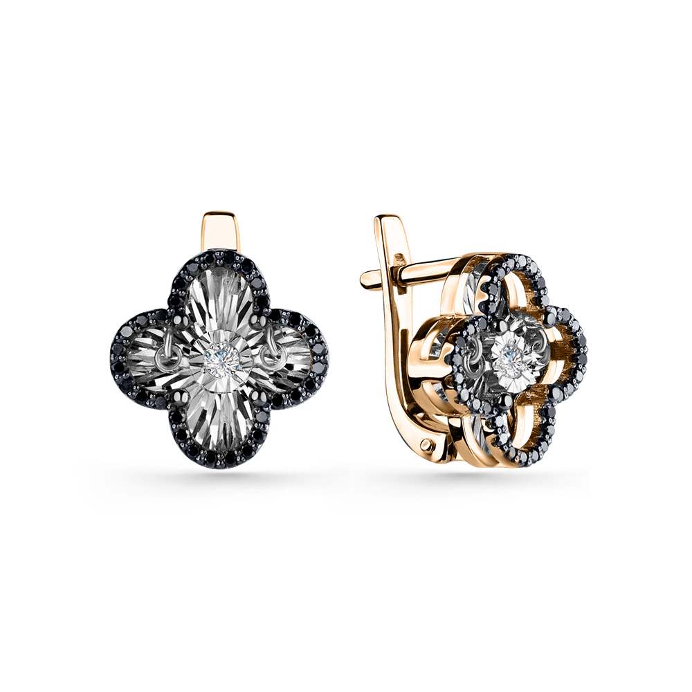 Серьги из красного золота с бриллиантами Ювелирное изделие - Серьги из красного золота с бриллиантами в магазине Best-Gold 123653