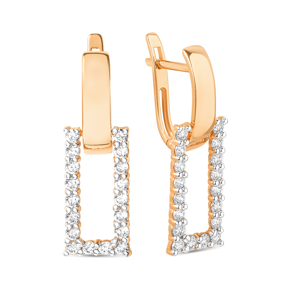 Серьги из желтого золота с фианитами Ювелирное изделие - Серьги из желтого золота с фианитами в магазине Best-Gold 145380