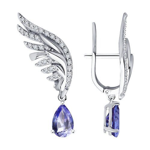 Ювелирное изделие - Серьги из белого золота с танзанитами и бриллиантами в магазине Best-Gold 031354