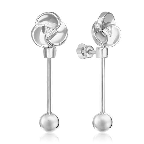 Серьги из белого золота с бриллиантами Ювелирное изделие - Серьги из белого золота с бриллиантами в магазине Best-Gold 079378