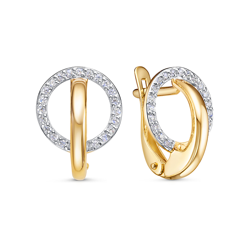 Серьги из жёлтого золота с фианитами