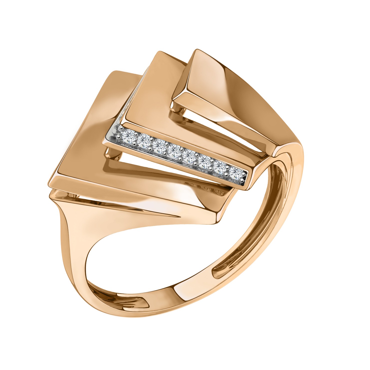 Кольцо из красного золота с фианитами Ювелирное изделие - Кольцо из красного золота с фианитами в магазине Best-Gold 141468