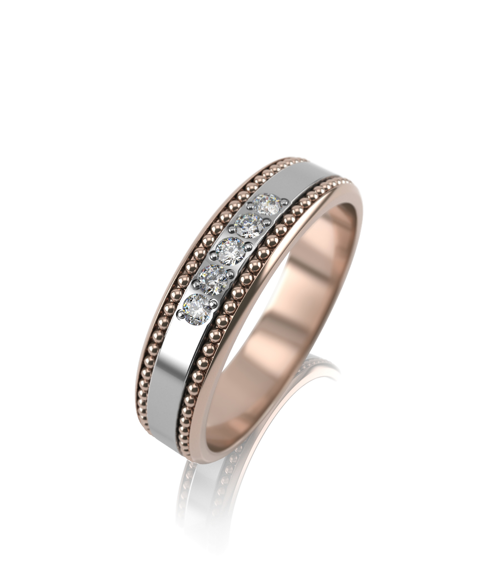 Ювелирное изделие - Обручальное кольцо из комбинированного золота с бриллиантами в магазине Best-Gold 109848