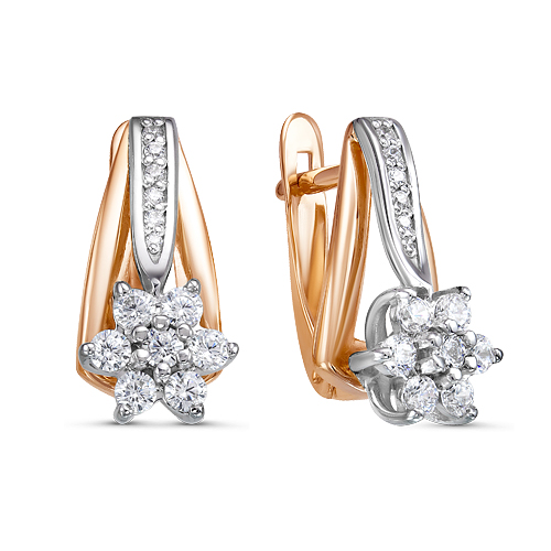 Ювелирное изделие - Серьги из красного золота с фианитами в магазине Best-Gold 126562