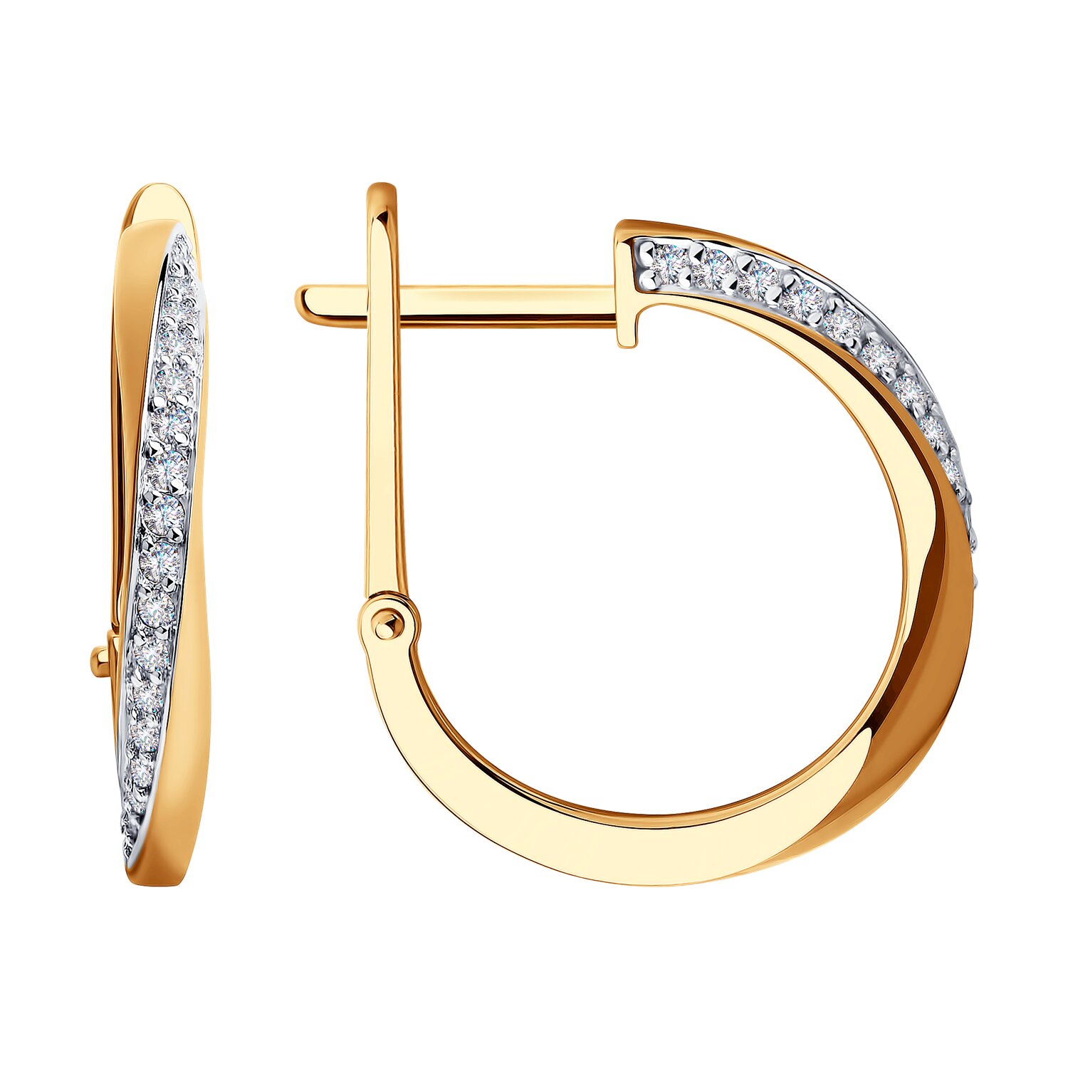 Серьги из красного золота с фианитами Ювелирное изделие - Серьги из красного золота с фианитами в магазине Best-Gold 049073