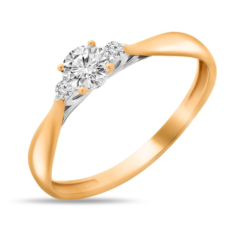 Кольцо из комбинированного золота с фианитами Ювелирное изделие - Кольцо из комбинированного золота с фианитами в магазине Best-Gold 030426