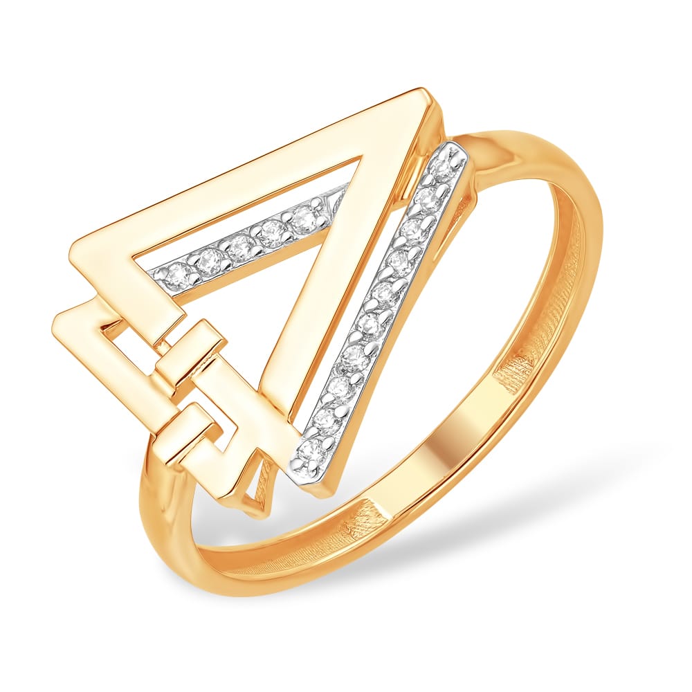 Кольцо из красного золота с фианитами