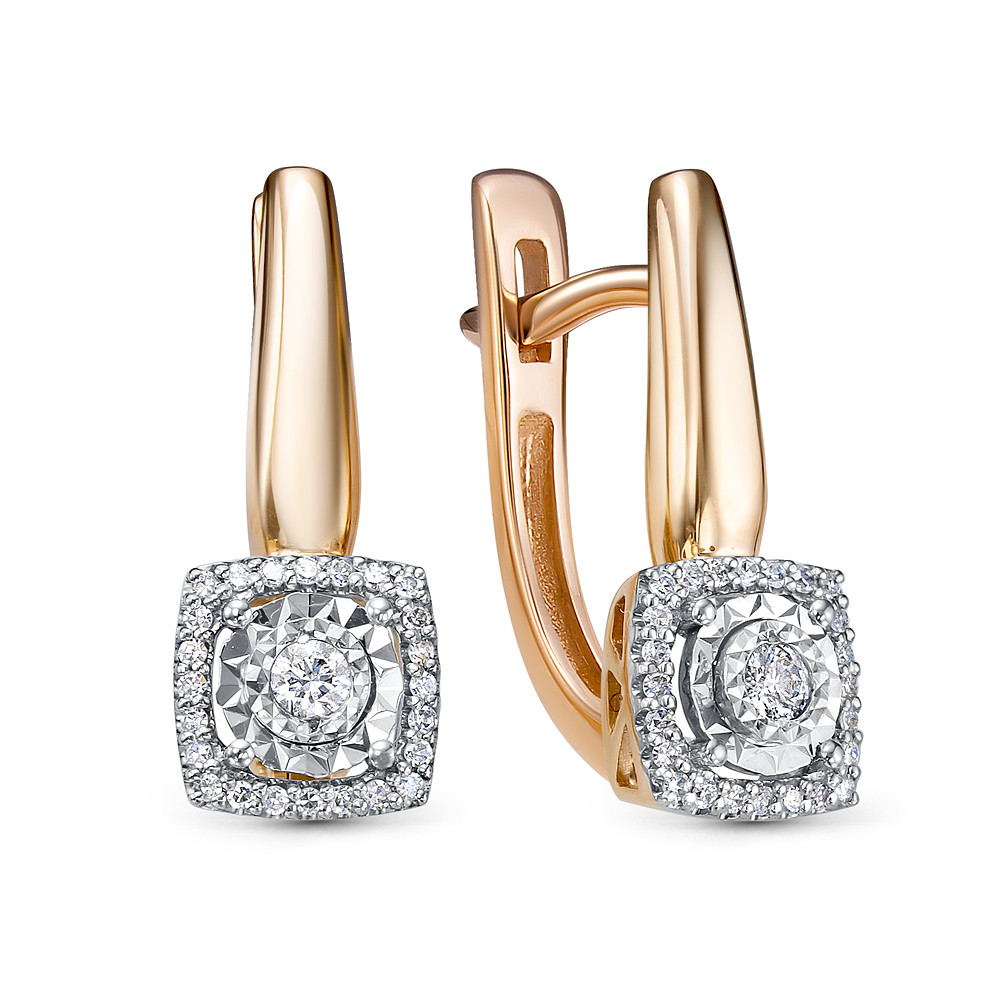 Серьги из красного золота с бриллиантами Ювелирное изделие - Серьги из красного золота с бриллиантами в магазине Best-Gold 119206