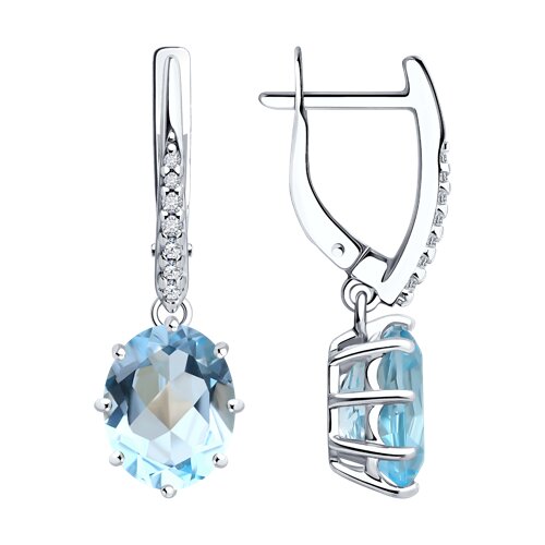 Серьги из серебра с топазом и фианитами Ювелирное изделие - Серьги из серебра с топазом и фианитами в магазине Best-Gold 152576