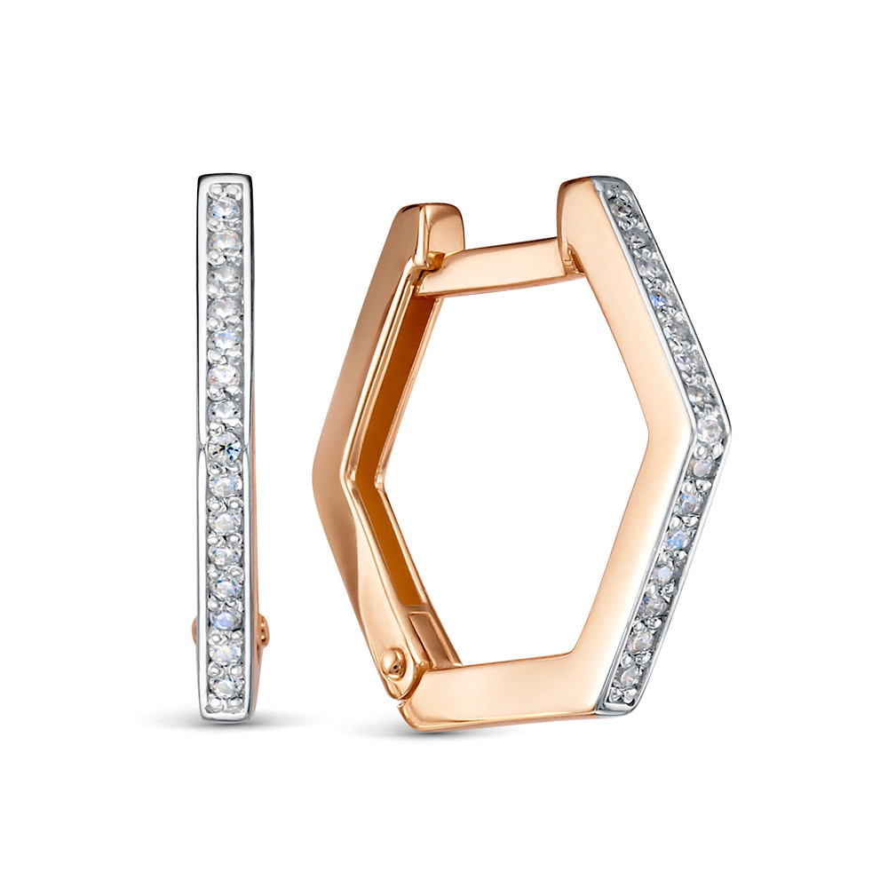 Ювелирное изделие - Серьги из красного золота с фианитами в магазине Best-Gold 144309