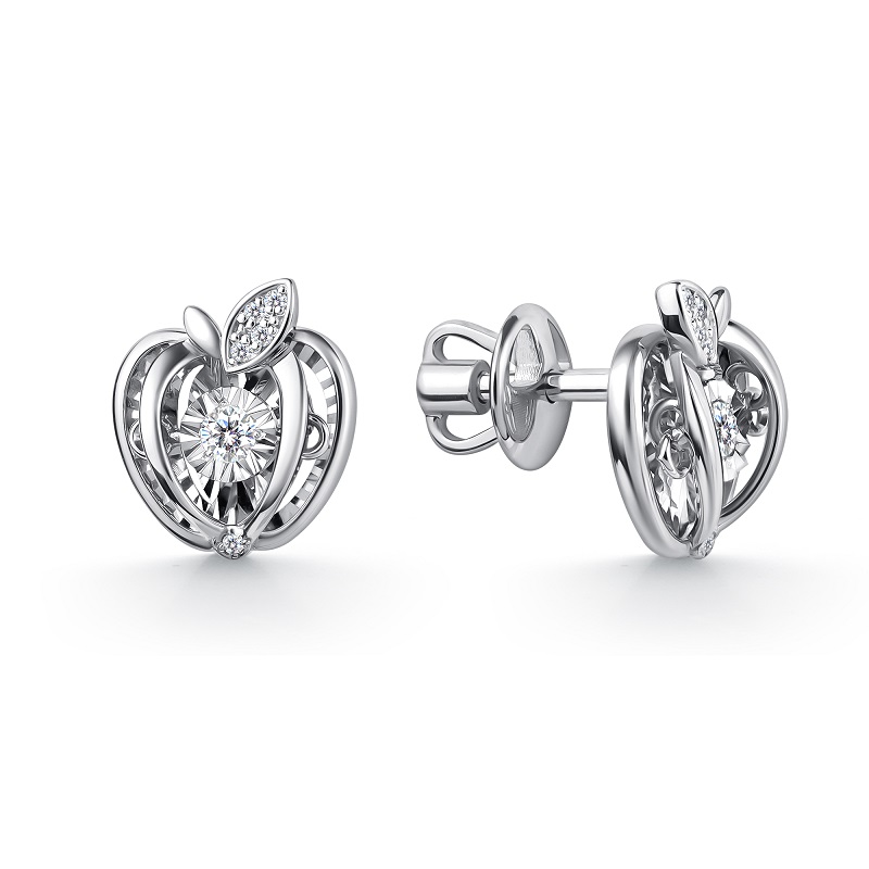 Ювелирное изделие - Серьги из белого золота с бриллиантами в магазине Best-Gold 155020