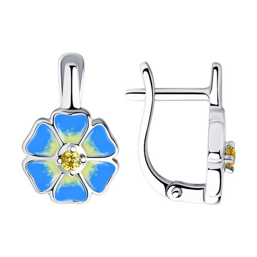 Серьги из серебра с эмалью и фианитами Ювелирное изделие - Серьги из серебра с эмалью и фианитами в магазине Best-Gold 070247