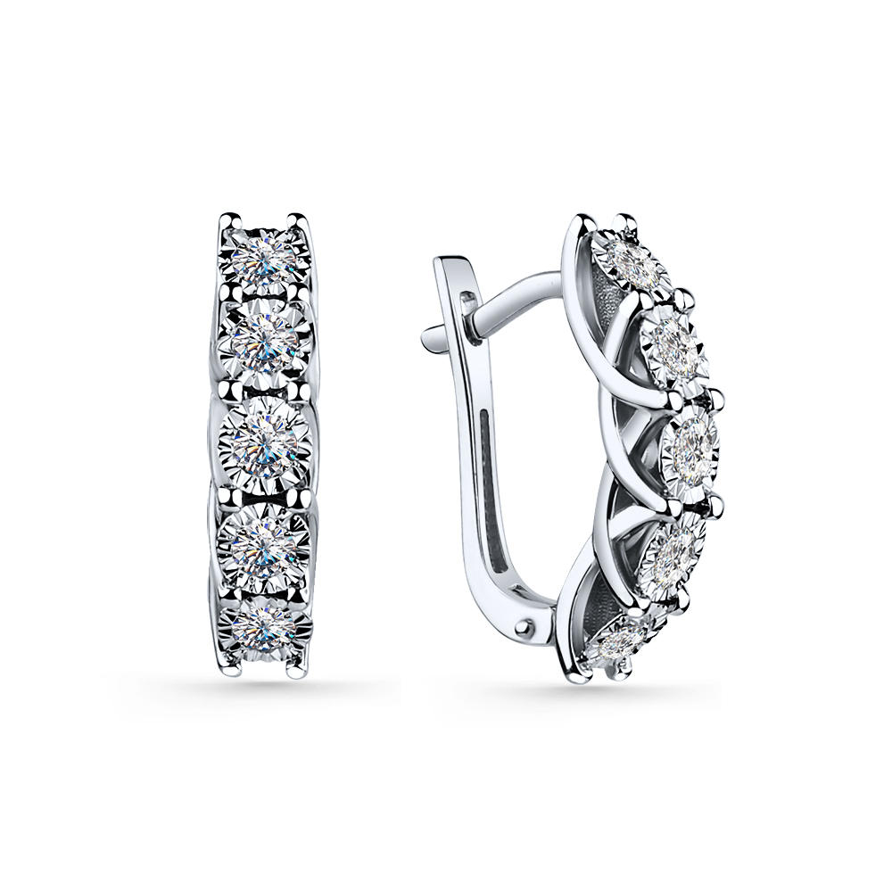 Ювелирное изделие - Серьги из белого золота с бриллиантами в магазине Best-Gold 124624