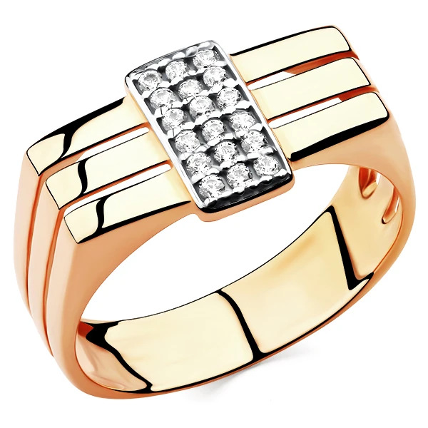 Ювелирное изделие - Кольцо из красного золота с фианитами в магазине Best-Gold 051115