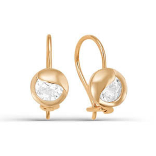 Ювелирное изделие - Серьги из красного золота с фианитами в магазине Best-Gold 102907