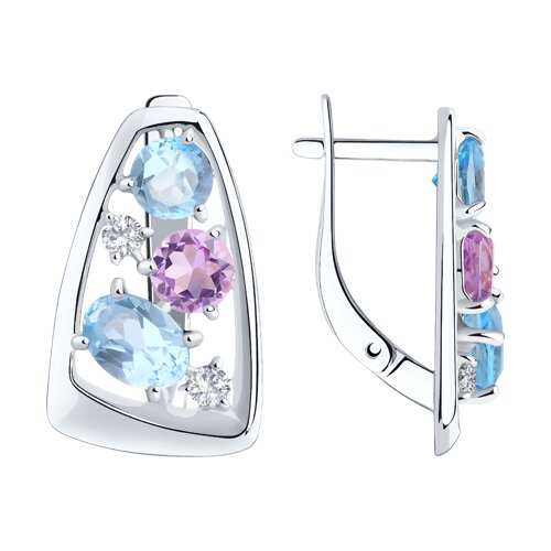 Серьги из серебра с миксом камней Ювелирное изделие - Серьги из серебра с миксом камней в магазине Best-Gold 027861