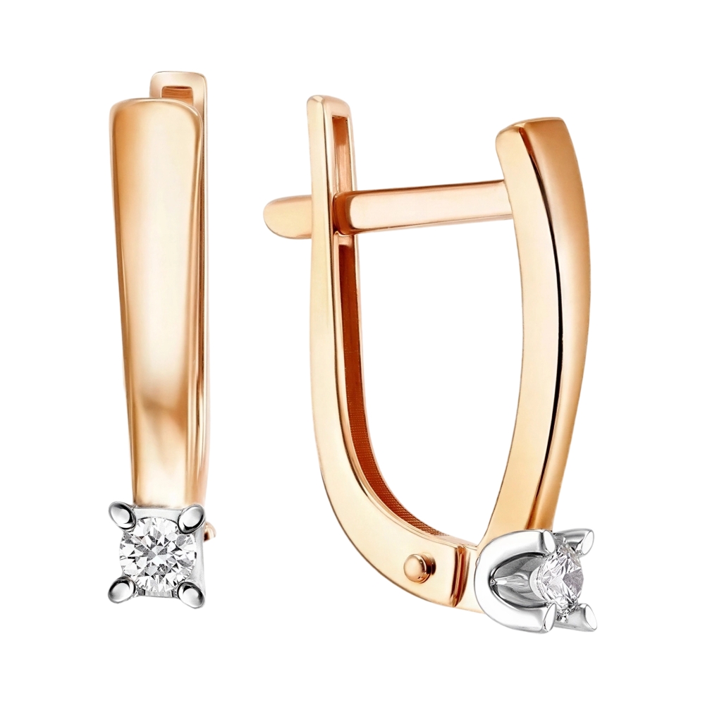 Ювелирное изделие - Серьги из красного золота с бриллиантами в магазине Best-Gold 153973