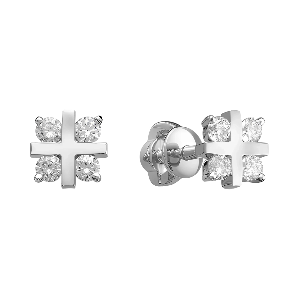 Ювелирное изделие - Серьги из белого золота с бриллиантами в магазине Best-Gold 029403