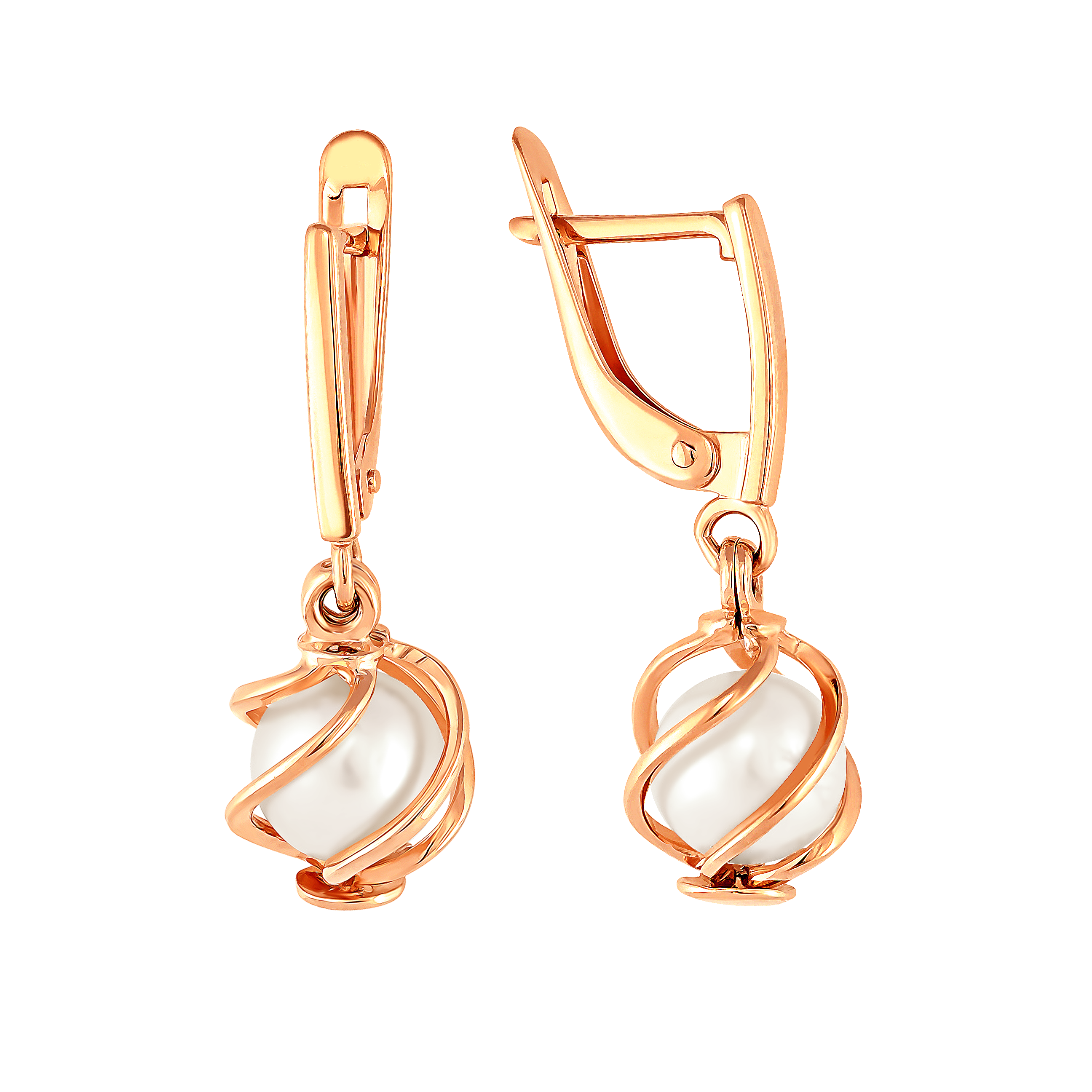 Ювелирное изделие - Серьги из красного золота с жемчугом в магазине Best-Gold 062056