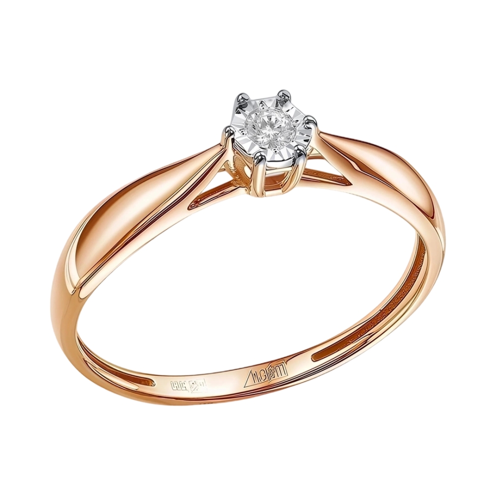 Ювелирное изделие - Кольцо помолвочное из красного золота с бриллиантом в магазине Best-Gold 155434